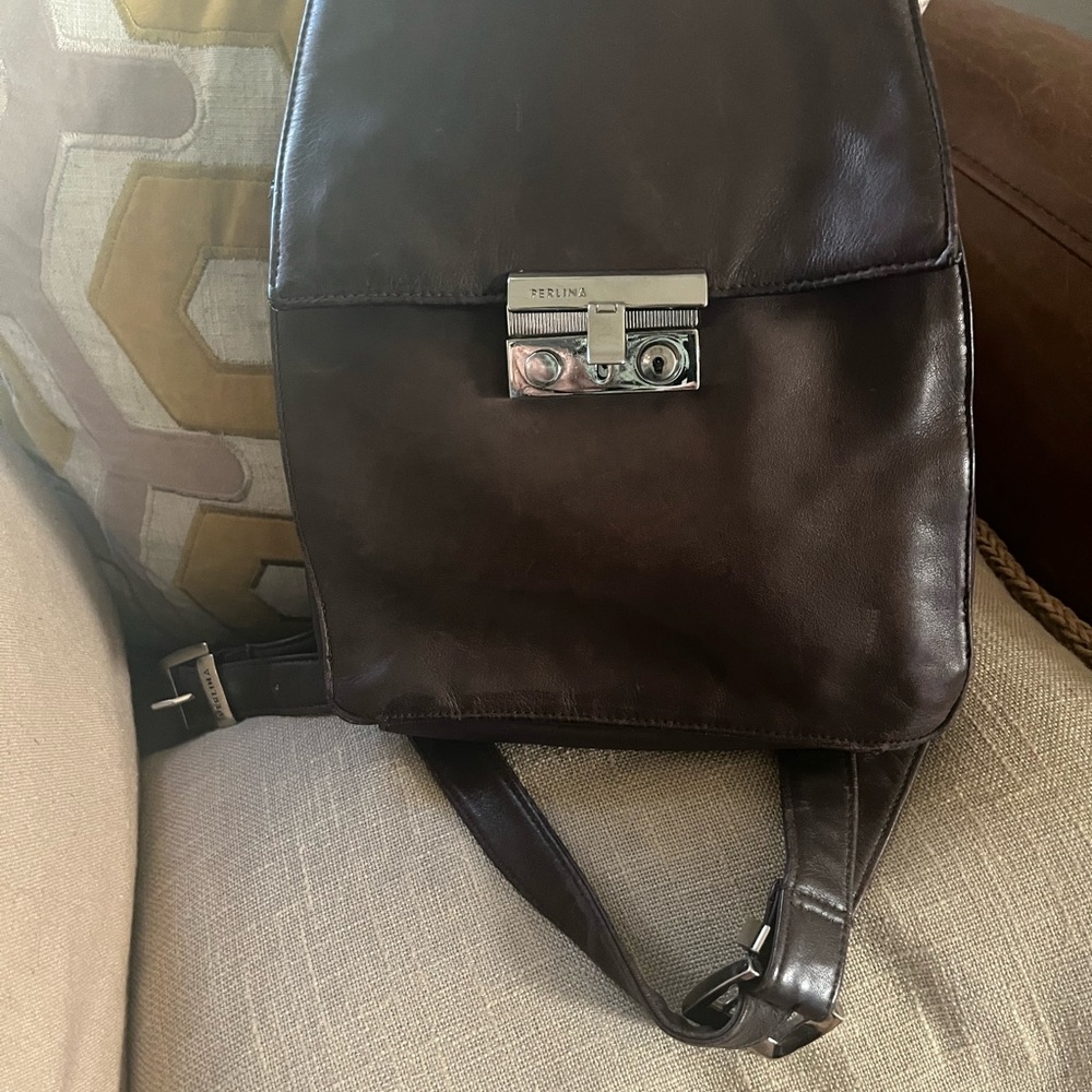 Perlina Brown Leather Backpack Sleek Design